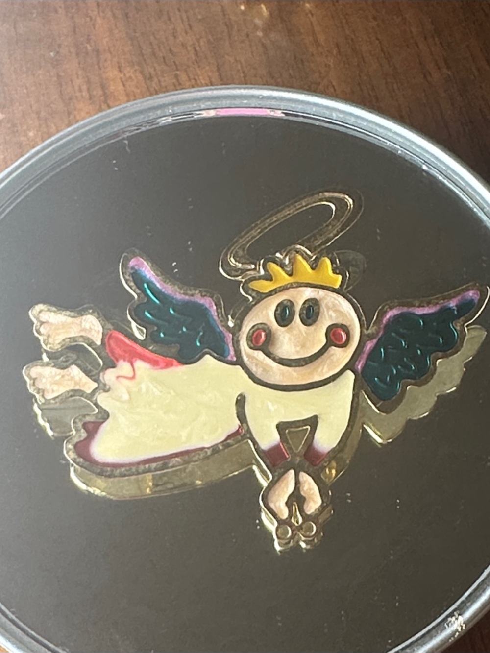 Multicolor Angel Wing Brooch — Playful Enamel Pin in Cream, Blue, Pink and Gold